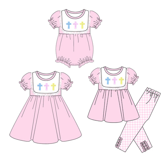 25.11.26 custom each style moq 5 eta 6-8week Sibling Sisters easter baby girl short sleeve pants sets and dress and rompers match family design