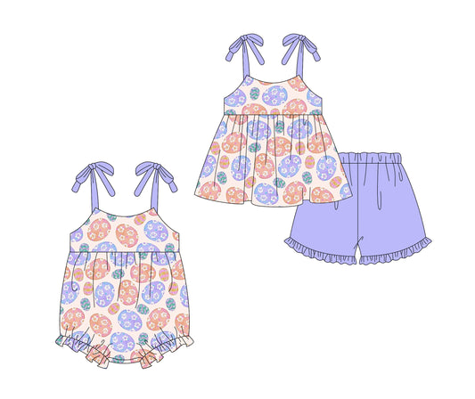 26.1.5 custom each style moq 5 eta 6-8week Sibling Sister easter baby girl short sleeve shorts sets and romper match design