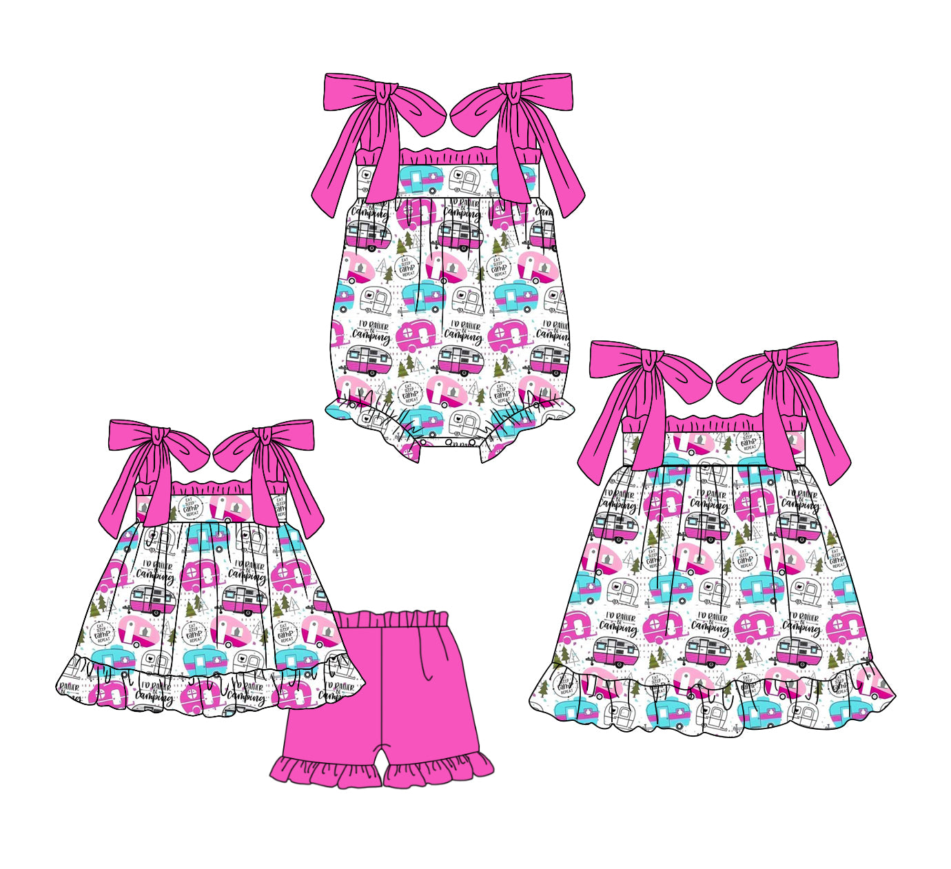 1.20 custom each style moq 5eta 4-6week Sibling Sisters cartoon baby girl short sleeve shorts sets and dress and rompers match family design