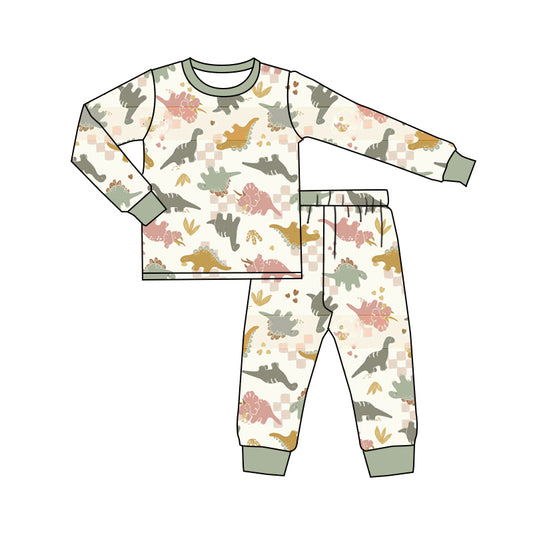 9.25 custom each style moq 5eta 4-6week Sibling Sister dinosaur baby boys sets and rompers match family design