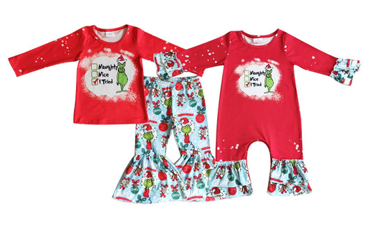 Baby Girls cartoon character prints red Sibling Sister Rompers Outfits Clothes Sets