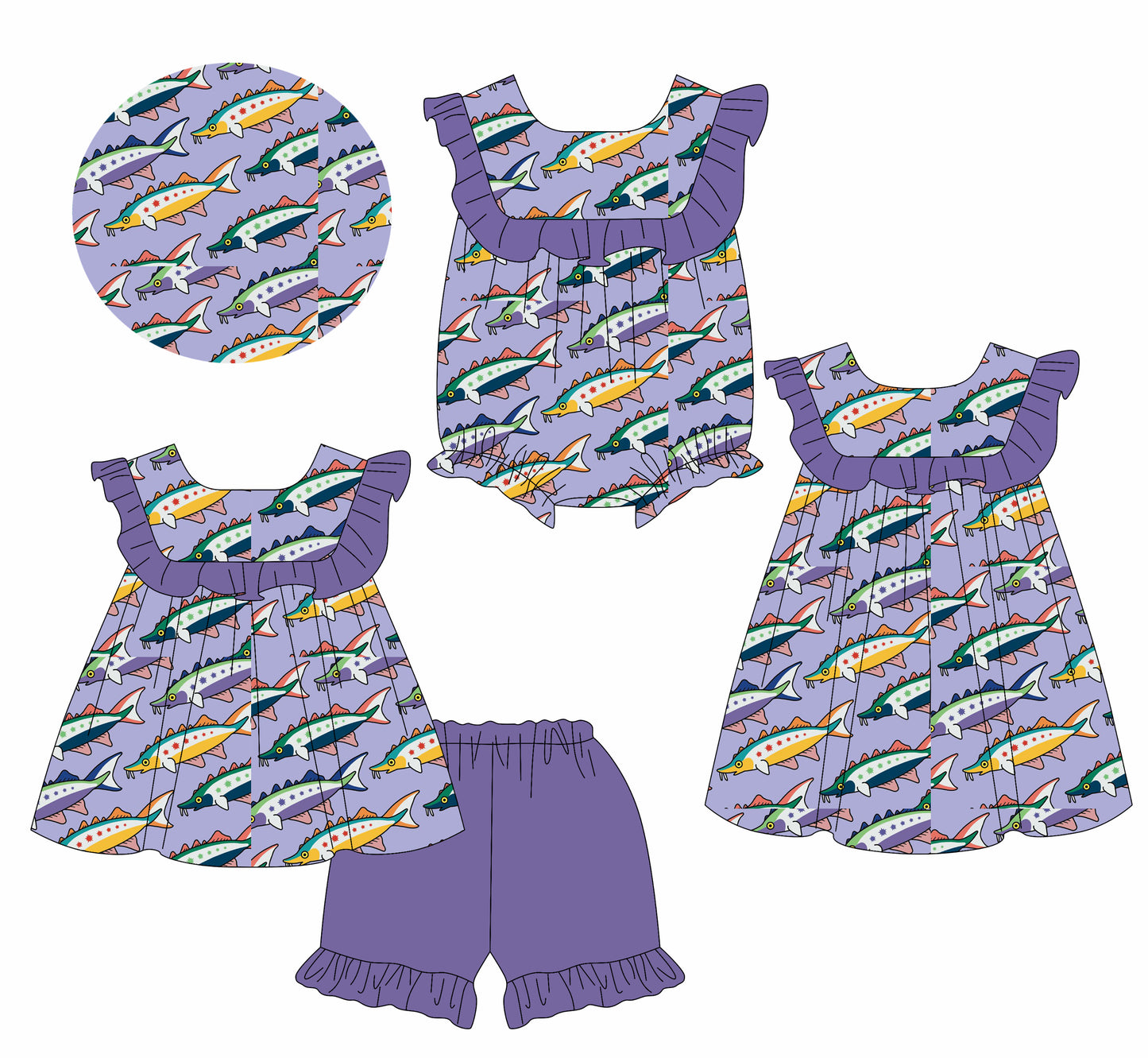 2.14 custom each style moq 5eta 4-6week Sibling Sisters baby girl short sleeve shorts sets and dress and rompers match family design