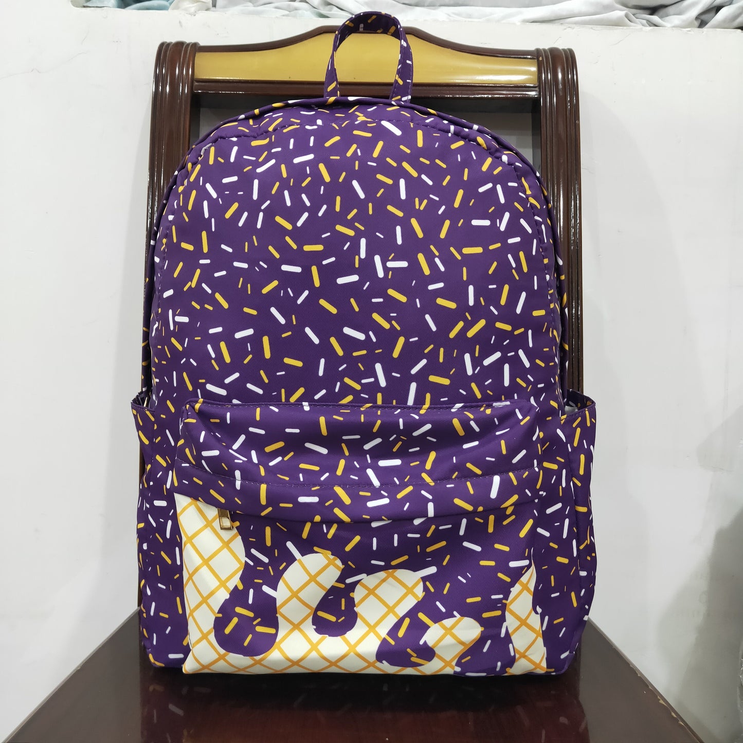 RTS NO MOQ（In Stock) BA0327 Purple Waffle Ice Cream Backpack