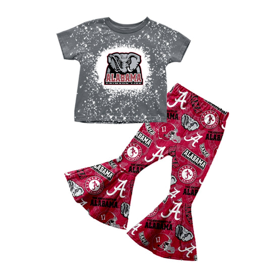 baby girl clothes team A gray top brick red pants toddler girl summer outfit