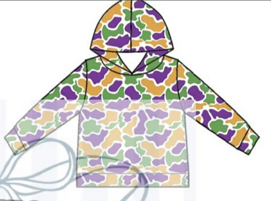 Custom moq 5 mix size milk silk adult style Camouflage green long-sleeved hoodie