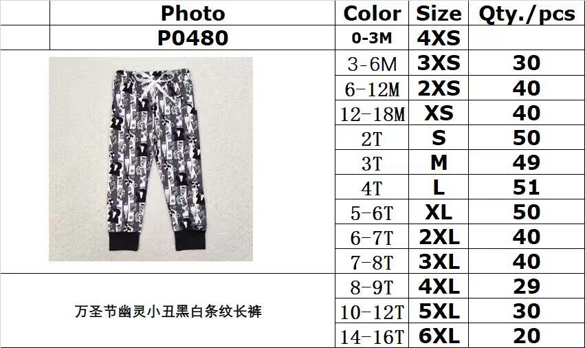 rts no moq P0480 Halloween ghost clown black and white striped trousers