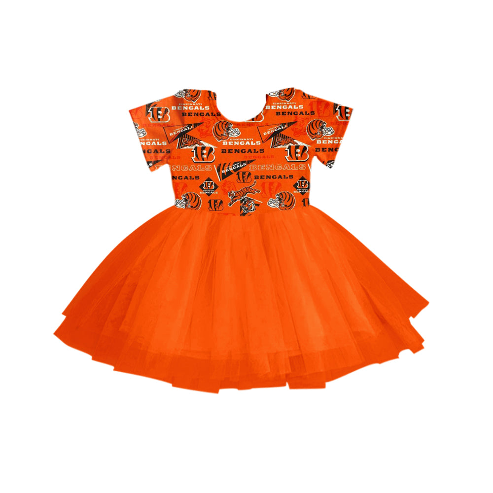 Deadline August 8 custom no moq Team orange mesh skirt summer dress