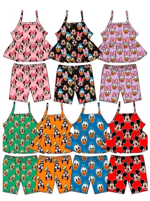PRE ORDER Deadline August 2 custom no moq Children's boutique clothing  Summer cute girls short sleeve shorts suit