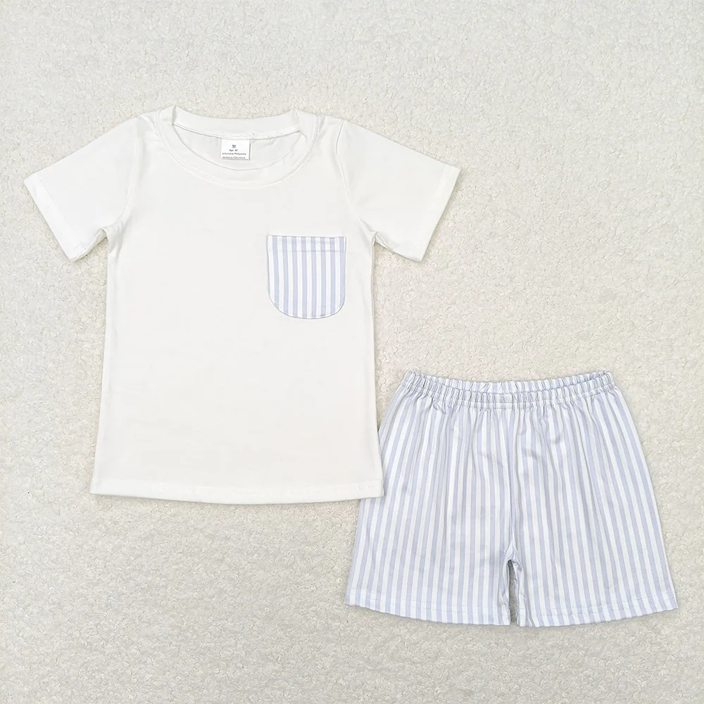 RTS Baby Girls Boys Toddler White Stripes Sibling Rompers Clothes Sets