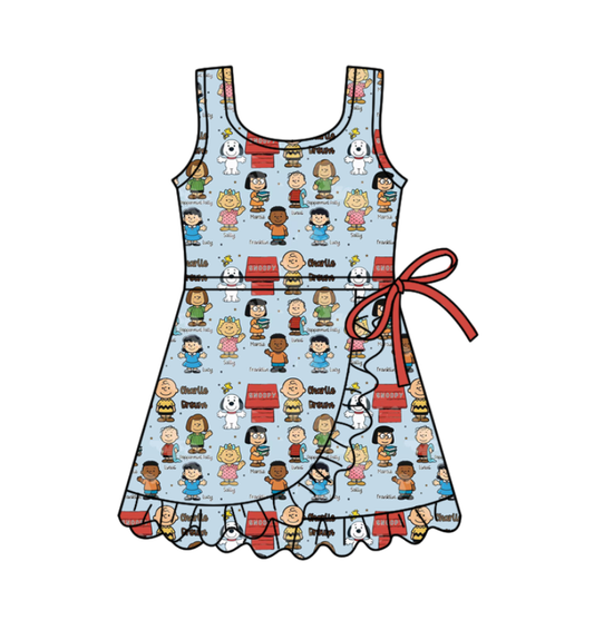 Custom moq 5 mix size milk silk baby girl clothes summer cartoon sleeveless dress