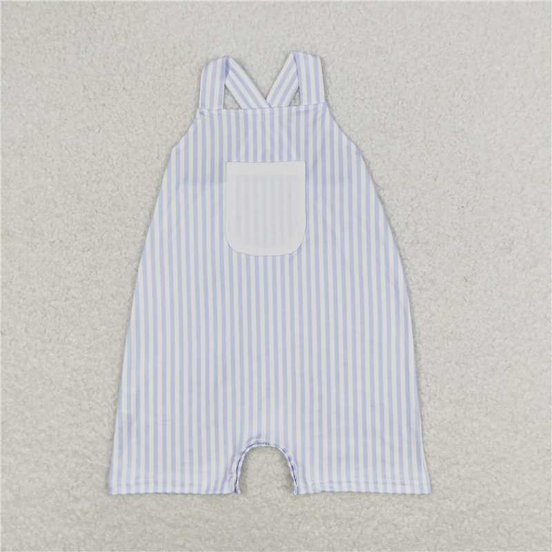 Baby girls boys blue vertical stripes Sibling Rompers Clothes Sets