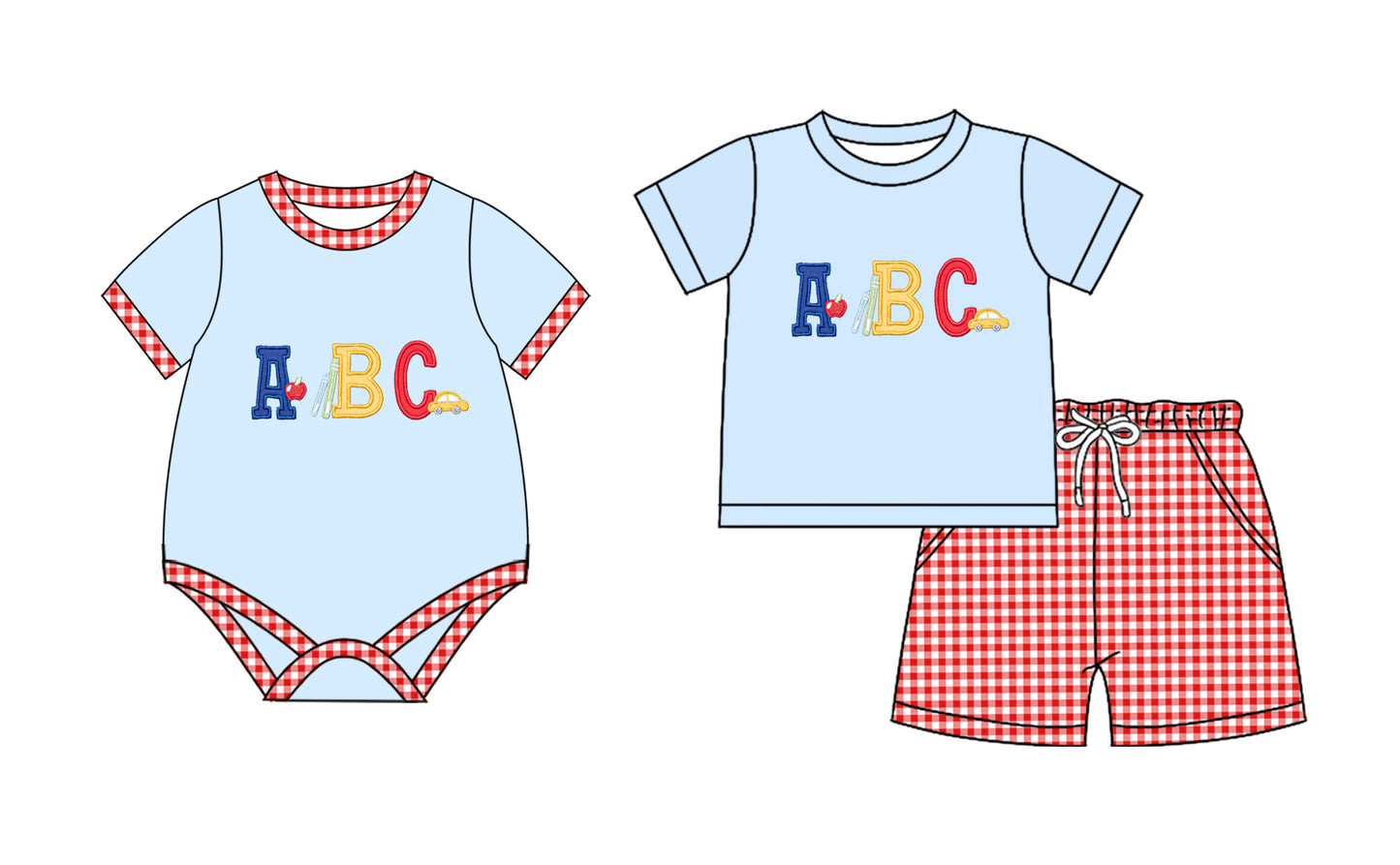 2.13 custom each style moq 5eta 4-6week Sibling Sister ABC baby girls short sleeve shorts sets and romper match design