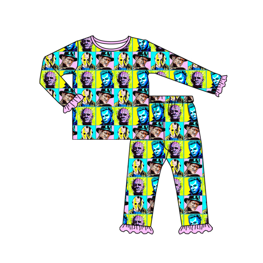 5.2custom each style moq 5eta 4-5week Sibling Sister blue-yellow plaid character avatar prints pink girls set and dress and baby romper and backpack match family design