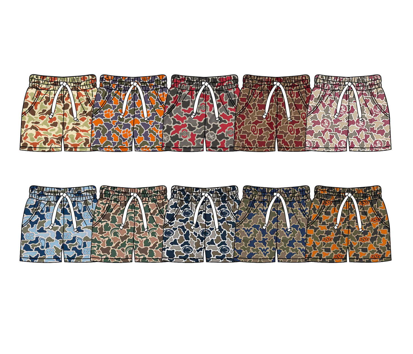 26.1.8 custom each style moq 5 eta 6-8week Sibling Sister camouflage baby summer shorts 10 match design