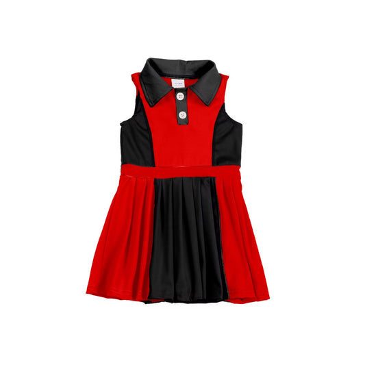custom moq 3 eta 6-7weeks baby girls clothes red and black sleeveless Dress