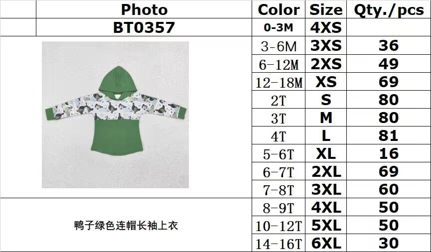 RTS NO MOQ ETA 5/7days Arrived BT0357 Duck green hooded long-sleeved top