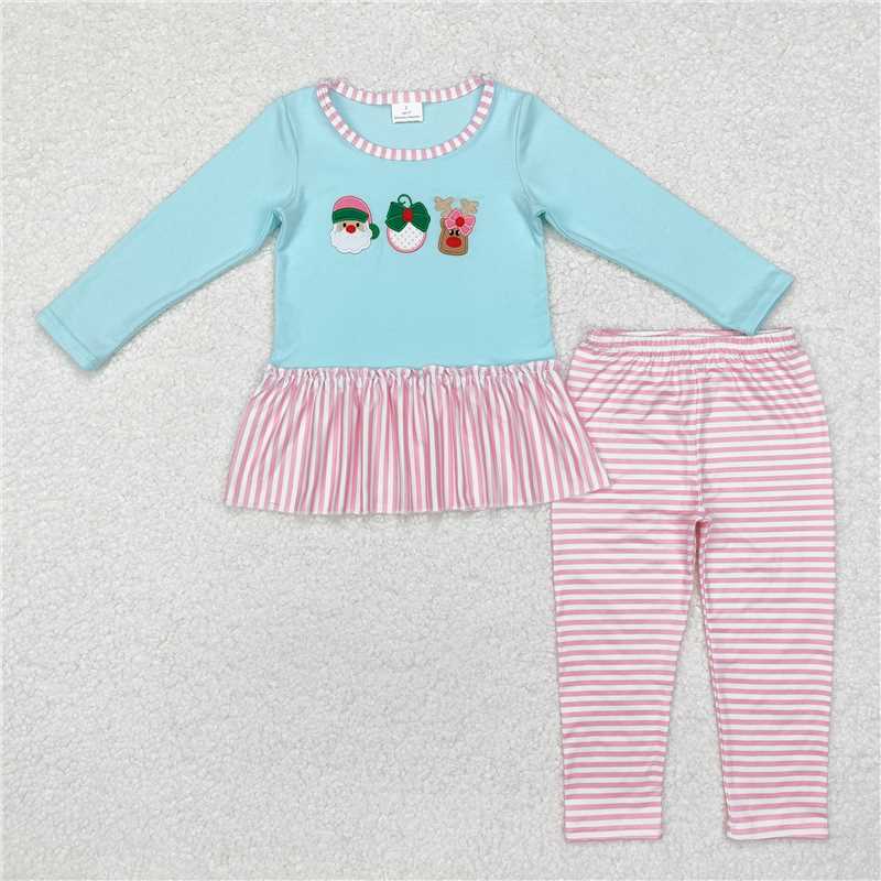 RTS NO MOQ（In Stock) GLP1770 Embroidered Christmas Long Sleeve Pants Set