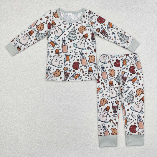 bamboo rts no moq BLP0688 Modal snowman milk biscuit long-sleeved pants pajamas set