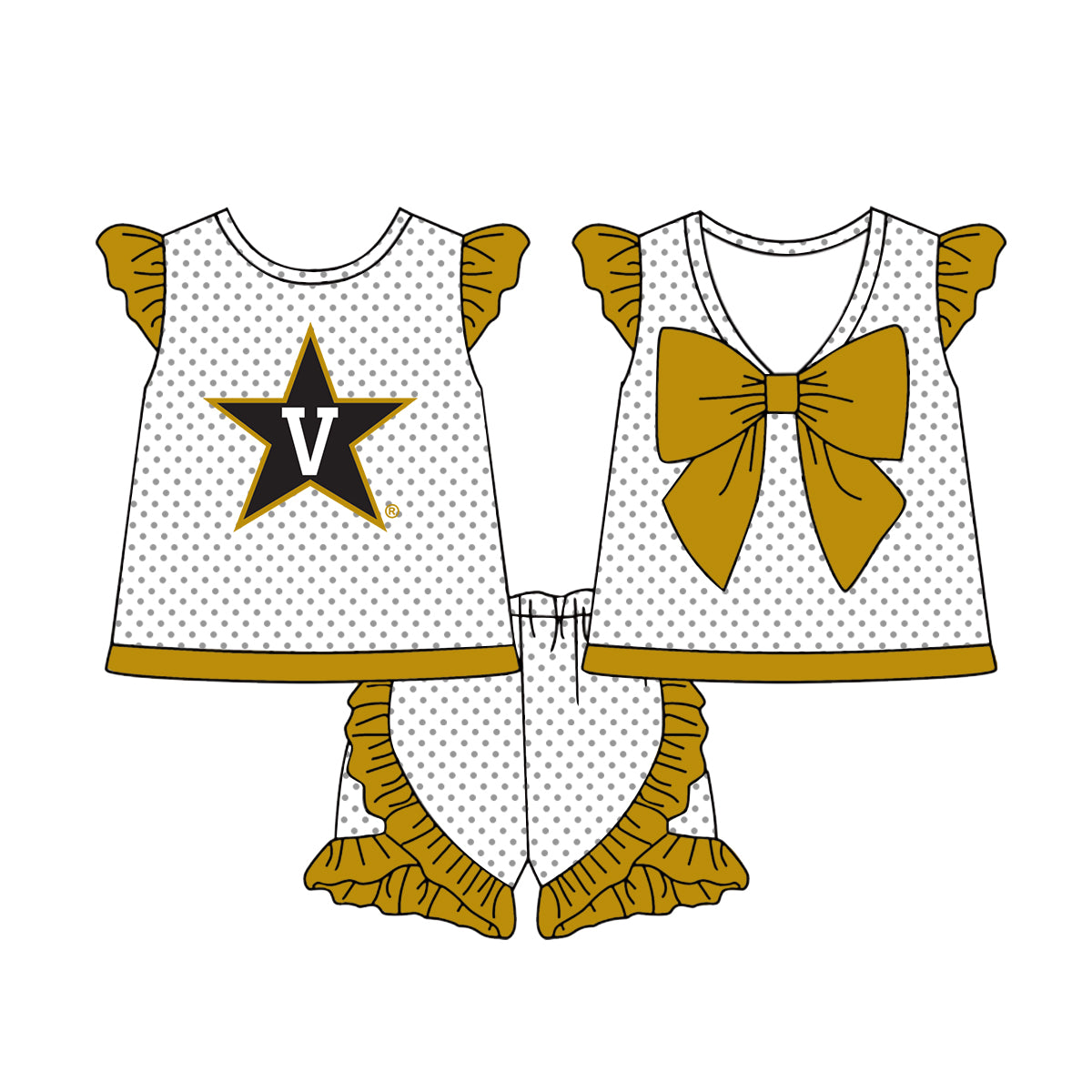 Custom summer teams baby girls clothes team dark yellow sets dress top-25.5.5