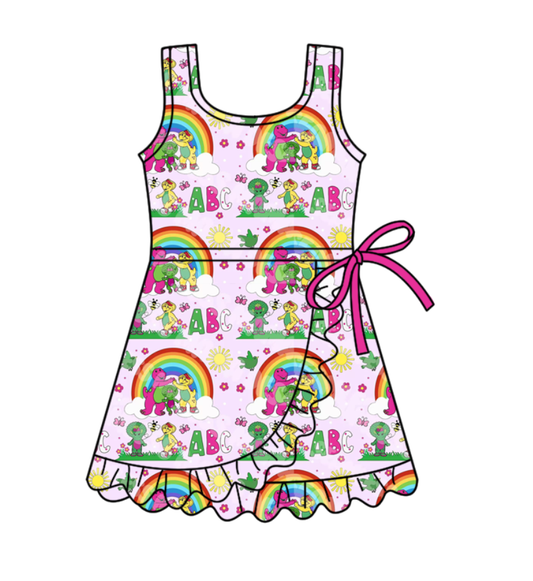 Custom moq 5 mix size milk silk baby girl clothes summer cartoon sleeveless dress