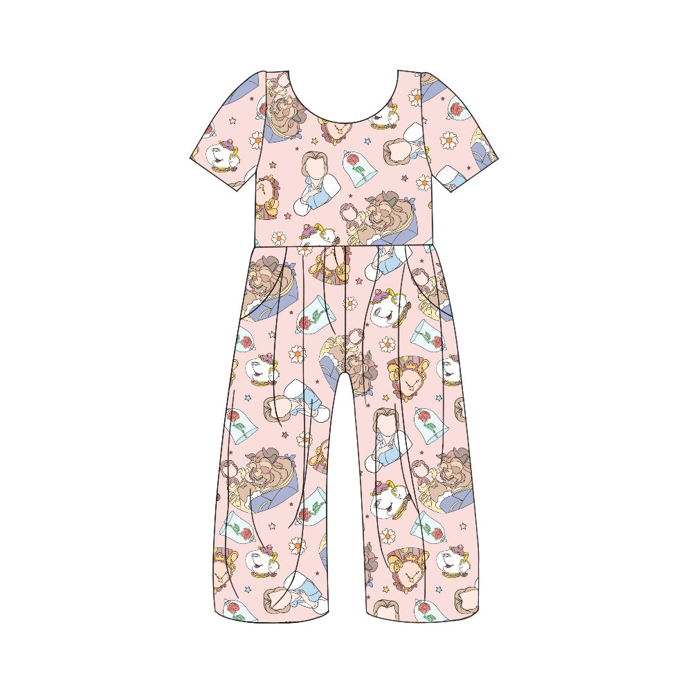 5.1custom each style moq 5eta 4-5week cartoon avatar prints pink jumpsuits