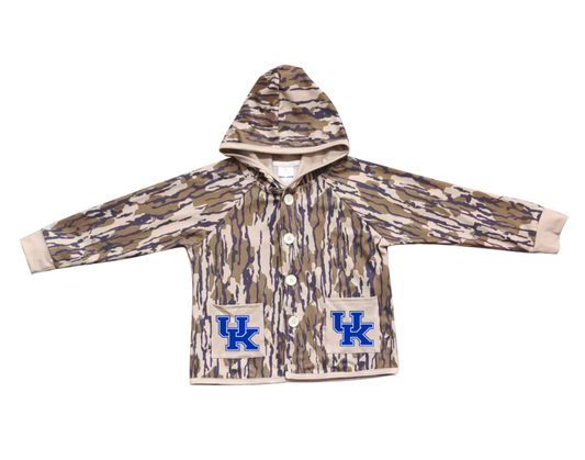 Custom moq 5 mix size milk silk baby boys clothes team summer camouflage button hooded long sleeve top-25.11.25