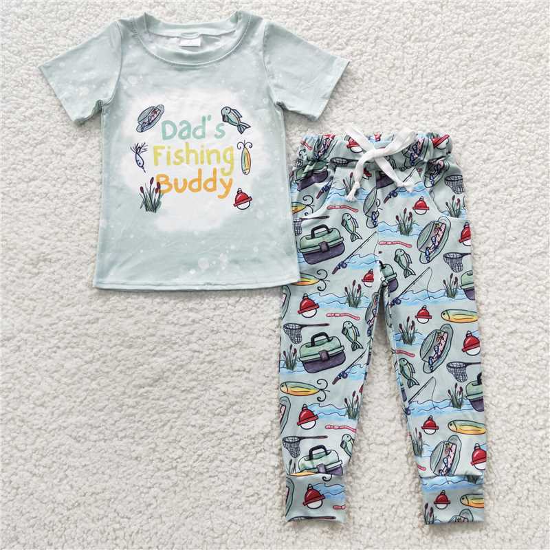 Baby Girls Boys dad's fishing buddy Sibling Shirts Shorts Pajamas Clothing Sets