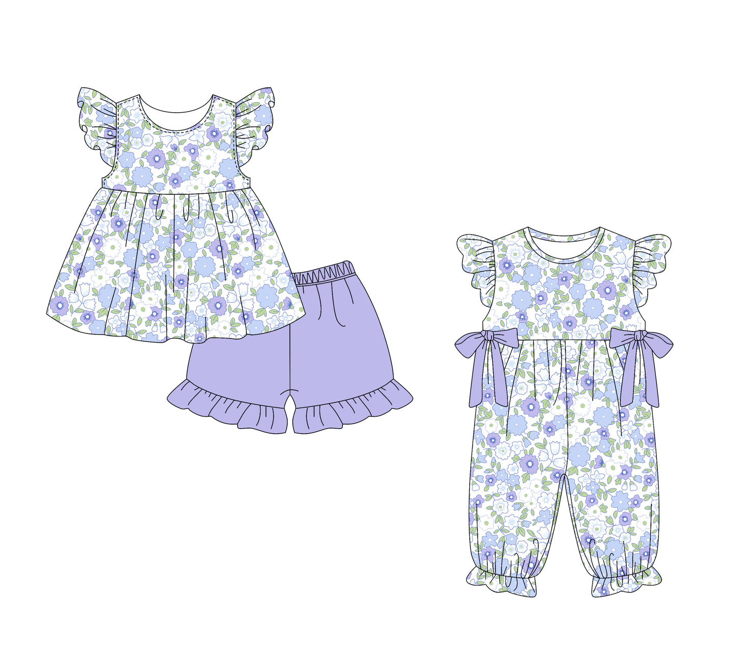 1.15 custom each style moq 5eta 4-6week Sibling Sister floral baby girl sets and boy romper match family design