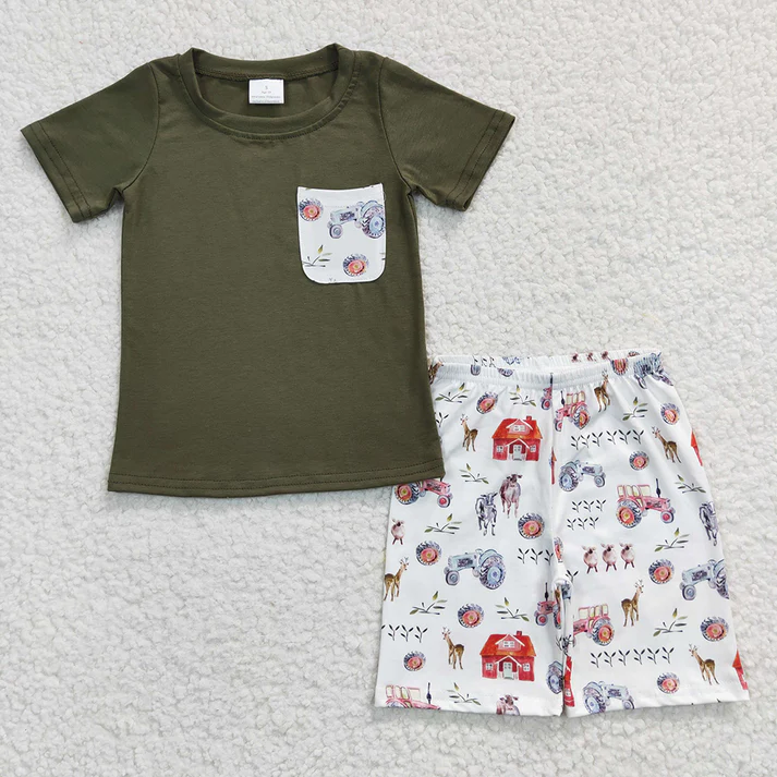 RTS NO MOQ baby boys Clothes short sleeve shorts Sets