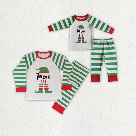 RTS NO MOQ BLP0066 GLP0174 Clown hat and shoes pattern green striped long-sleeved suit: Adults & Kids