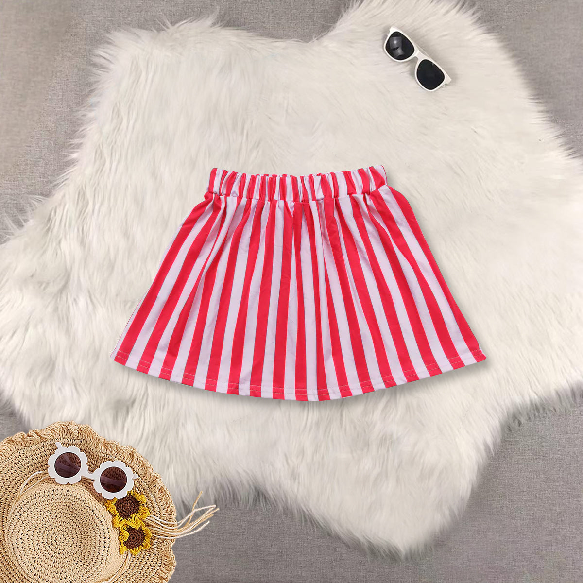 RTS NO MOQ Sibling baby girls clothes pink short sleeve short skirts sets and Top and skirts