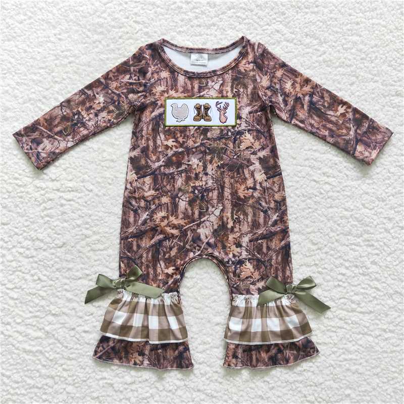 RTS NO MOQ（In Stock) LR0526 Baby Girl clothes long sleeve bodysuit with embroidered