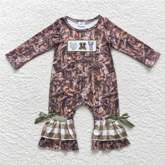 RTS NO MOQ（In Stock) LR0526 Baby Girl clothes long sleeve bodysuit with embroidered