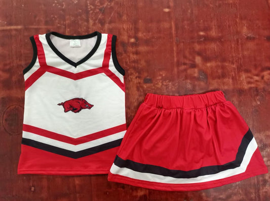 custom moq 5 eta 4-6weeks summer team baby girls clothes red sleeveless shorts sets