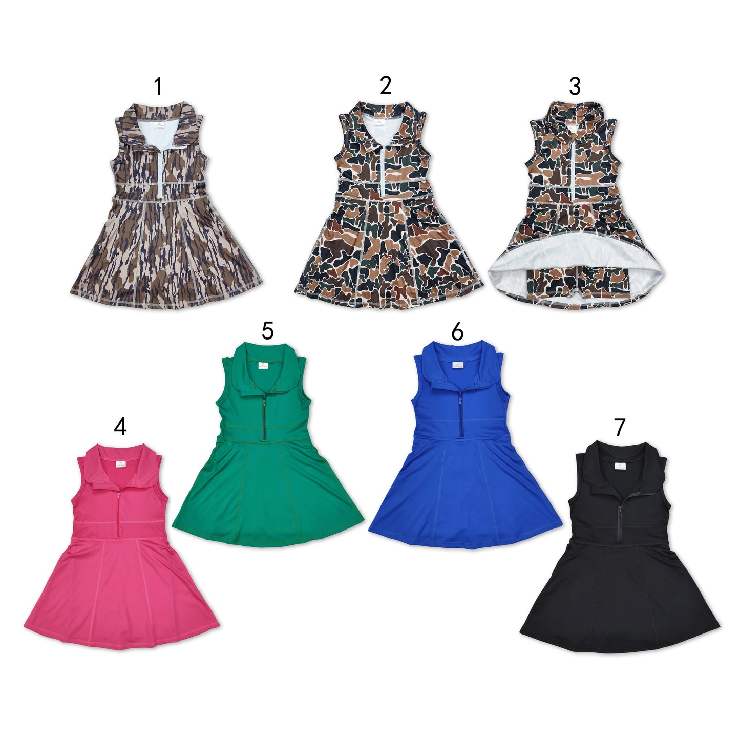 RTS NO MOQ Military green camouflage zipper yoga sleeveless dress