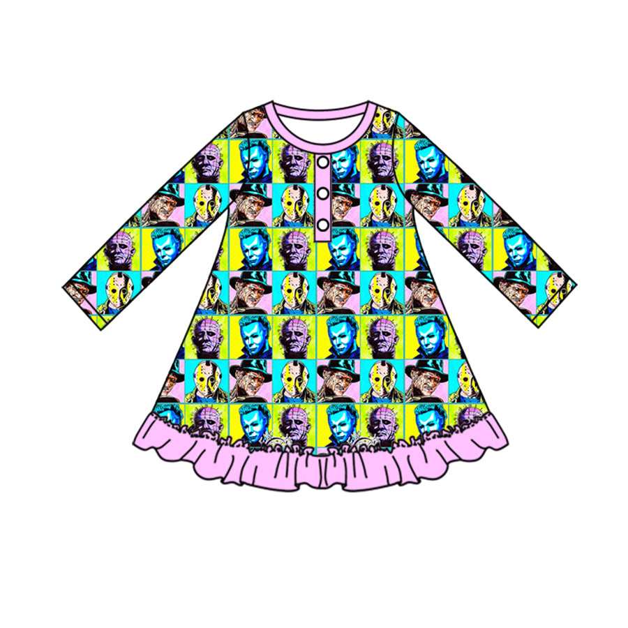 5.2custom each style moq 5eta 4-5week Sibling Sister blue-yellow plaid character avatar prints pink girls set and dress and baby romper and backpack match family design