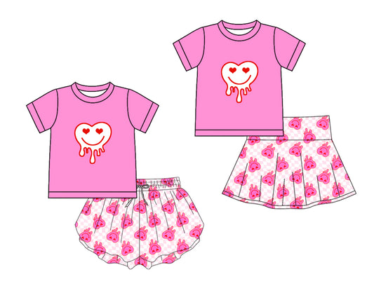 25.11.26 custom each style moq 5 eta 6-8week Sibling Sisters love baby girl clothes short sleeve shorts sets 2 match family design