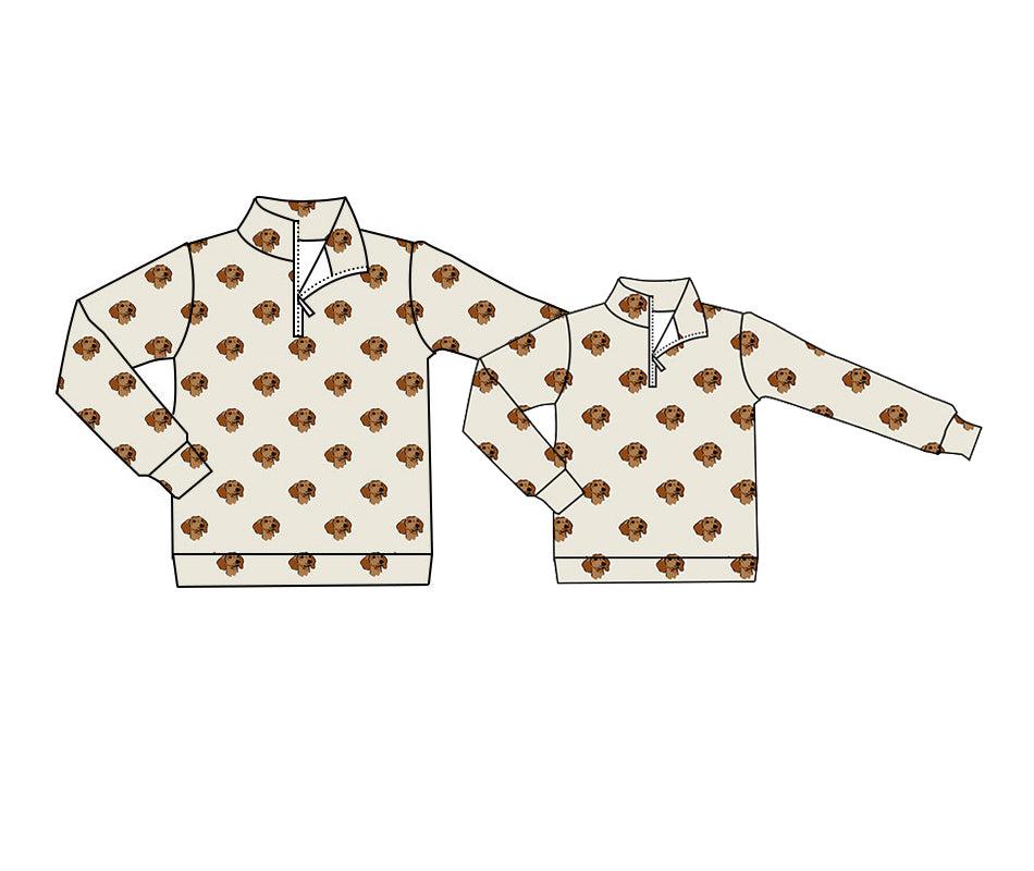 25.12.3 custom each style moq 5 eta 6-8week Sibling Sister puppy long sleeve top and adult top match design