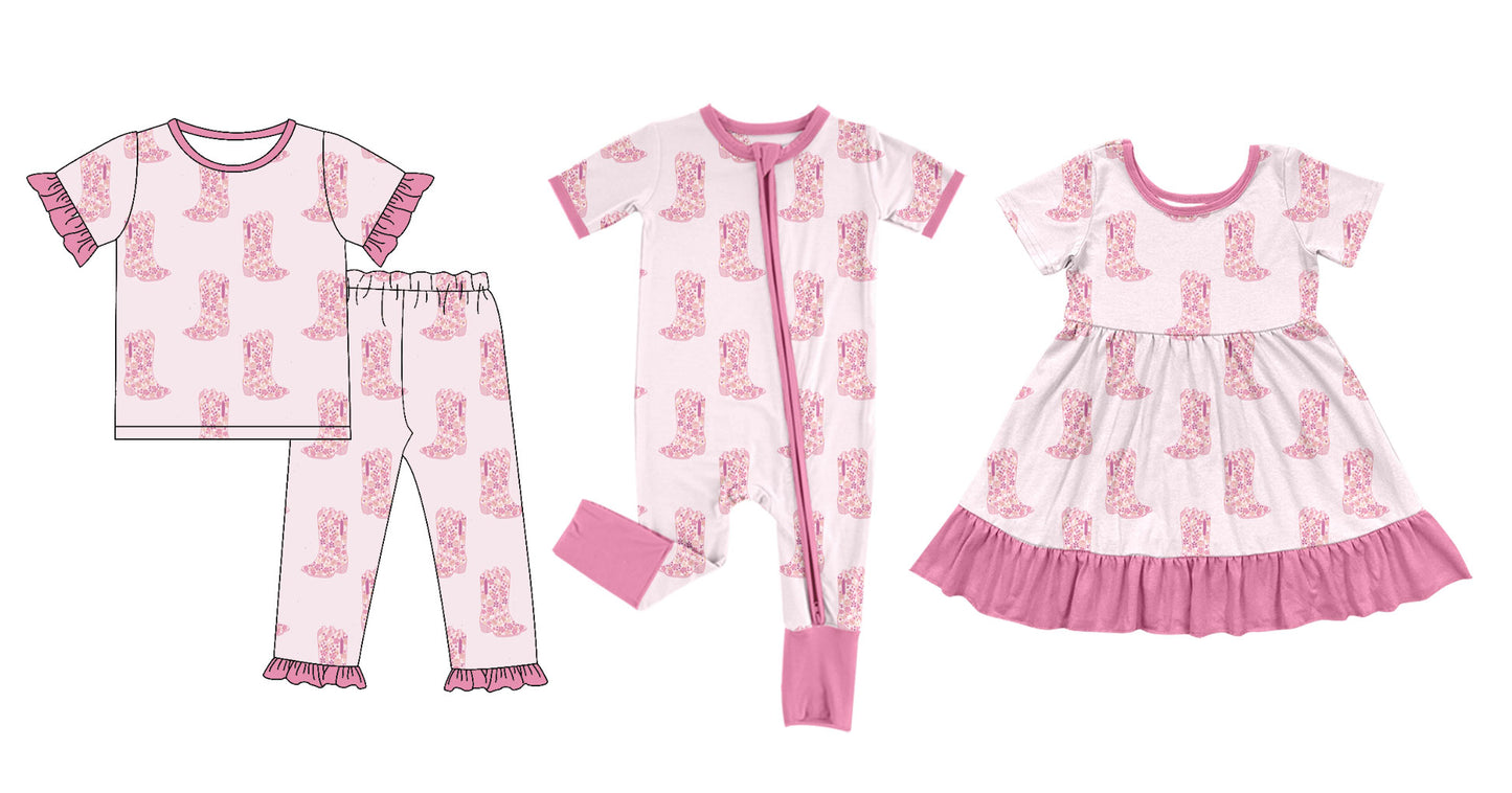 25.11.28 custom each style moq 5 eta 6-8week Sibling Sisters boots baby girl short sleeve pants sets and dress and rompers match family design