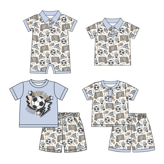 26.1.7 custom each style moq 5 eta 6-8 week Sibling Sister GAME DAY baby boy short sleeve shorts sets 2 and boy rompers and top match family design