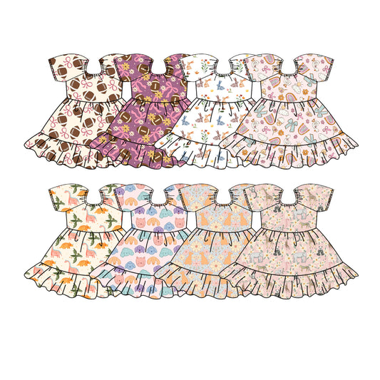 25.12.2 custom each style moq 5 eta 6-8week Sibling Sister easter baby girl short sleeves dress 8 match design