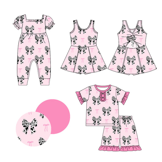 1.3 custom each style moq 5eta 4-6week Sibling Sister bow baby girl short sleeve shorts sets and dresses and romper match design