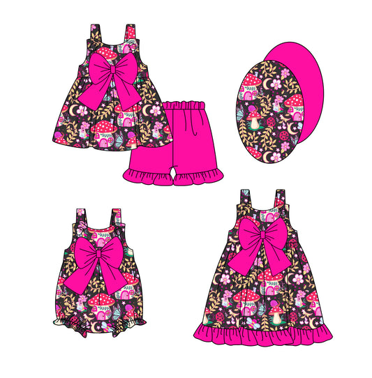 1.9 custom each style moq 5eta 4-6week Sibling Sister baby girl short sleeve shorts sets and dress and rompers match family design