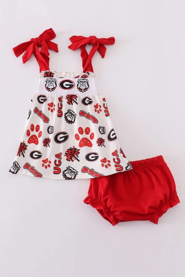 Custom summer team clothes baby girl and boys clothes sets romper dress briefs sets