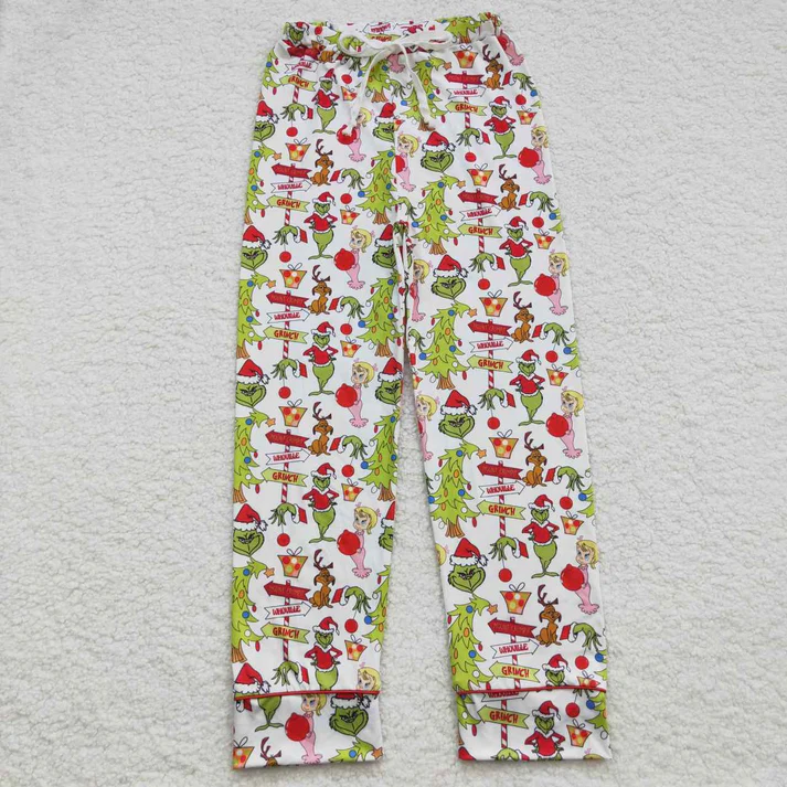 RTS NO MOQ Adults women cartoon Christmas green monster straight trousers