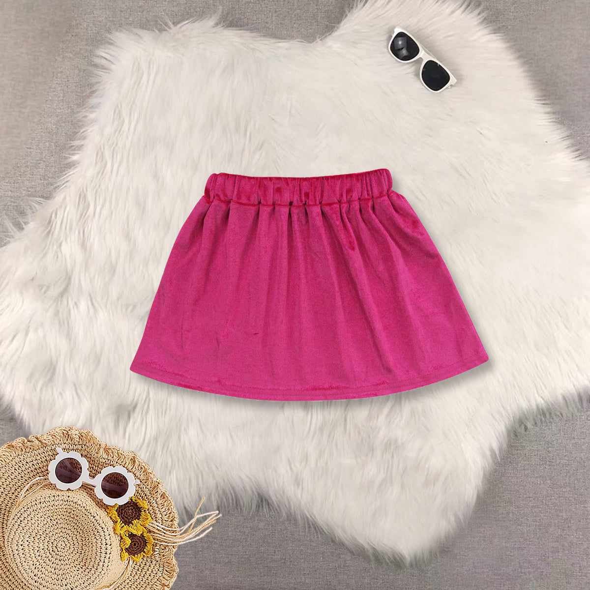 RTS NO MOQ Sibling baby girls clothes rose red short sleeve short skirts sets and Top and skirts