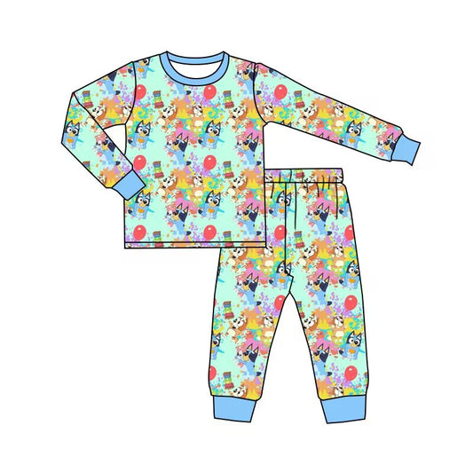 custom moq 5 eta 5-6weeks baby boy clothes bluey colorful long sleeve pants Set