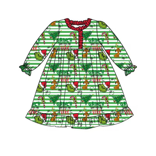 custom moq 5 eta 4-6 weeks Girls baby girls clothes Christmas grinch green long sleeve summer skirt