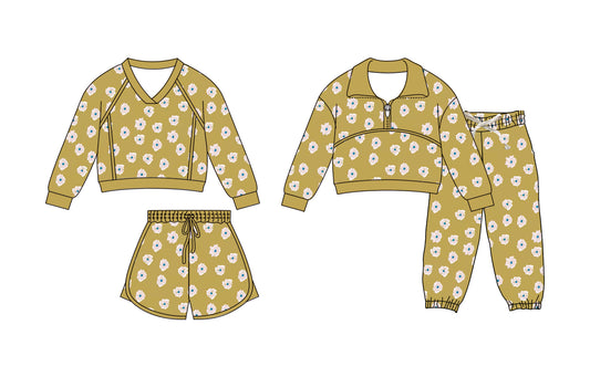 25.11.29 custom each style moq 5 eta 6-8week Sibling Sisters floral baby girl long sleeve pants sets and skirts sets match family design