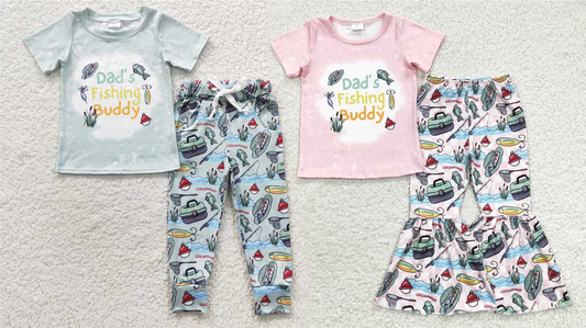 Baby Girls Boys dad's fishing buddy Sibling Shirts Shorts Pajamas Clothing Sets